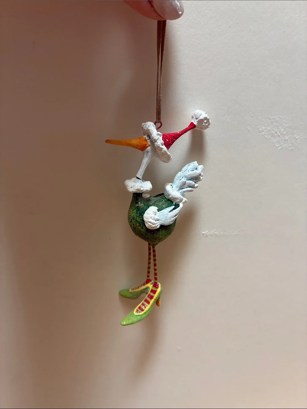 Green & Red Festive Bird Ornament